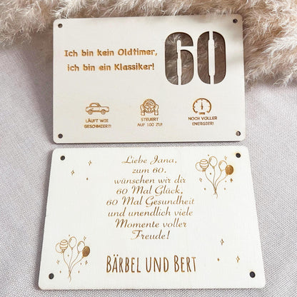 Geburtstagskarte - Kein Oldtimer - Lasergraviert