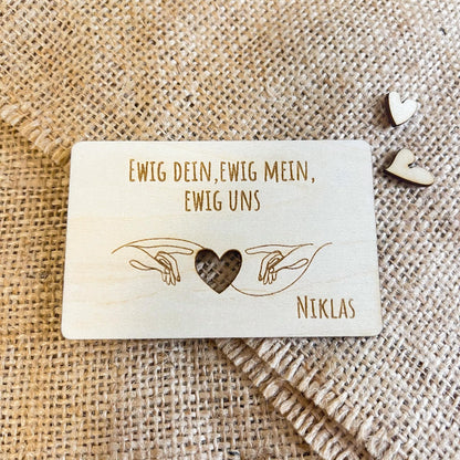 Liebesvisitenkarte mit Umschlag - Holz - Lasegraviert