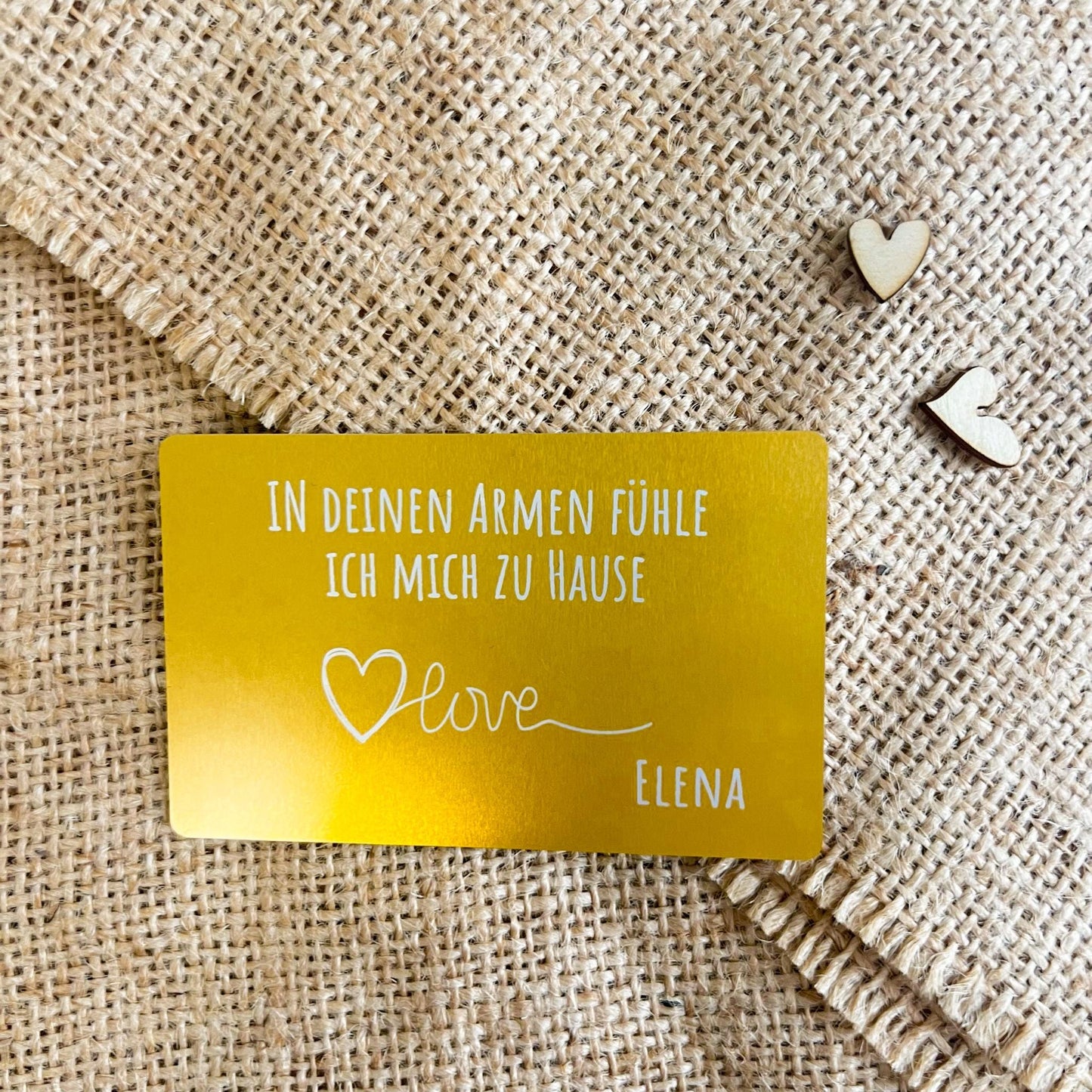 Liebesvisitenkarte mit Umschlag - Alu Gold - Lasegraviert
