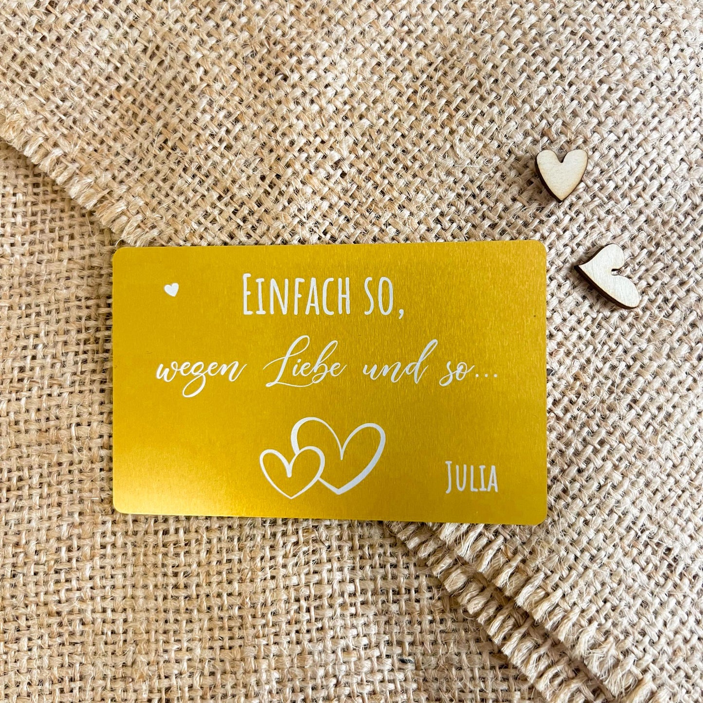 Liebesvisitenkarte mit Umschlag - Alu Gold - Lasegraviert