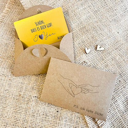 Liebesvisitenkarte mit Umschlag - Alu Gold - UV-Druck