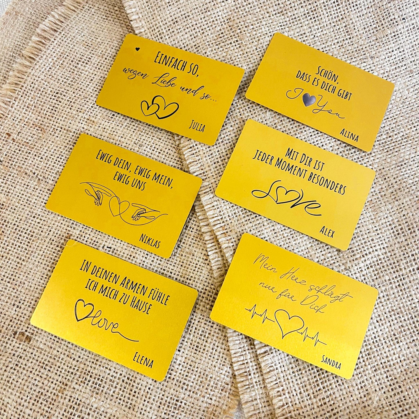 Liebesvisitenkarte mit Umschlag - Alu Gold - UV-Druck