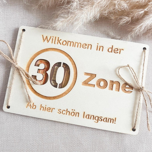 Geburtstagskarte - 30er Zone - Lasergraviert