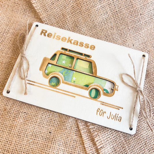 Geschenkkarte - Reisekasse Geländewagen - Lasergraviert