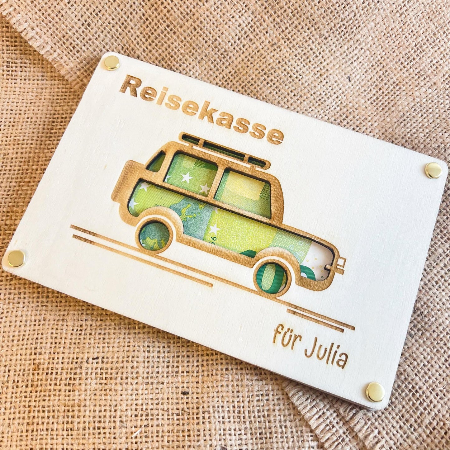 Geschenkkarte - Reisekasse Geländewagen - Lasergraviert
