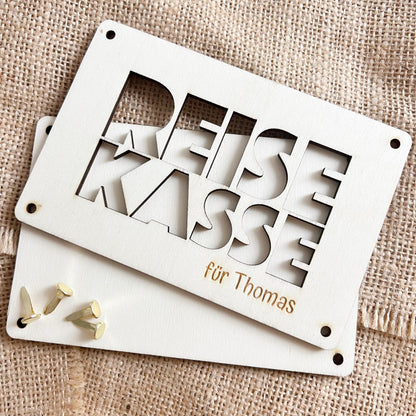 Geschenkkarte - Reisekasse Text - Lasergraviert
