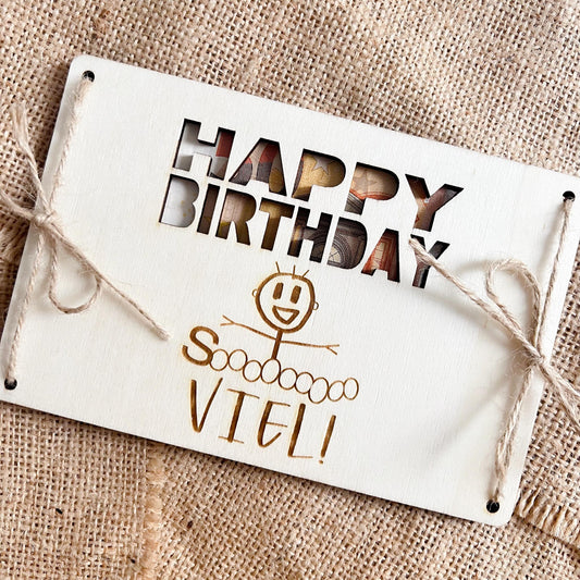 Geburtstagskarte - Happy Birthday Soooooo viel - Lasergraviert
