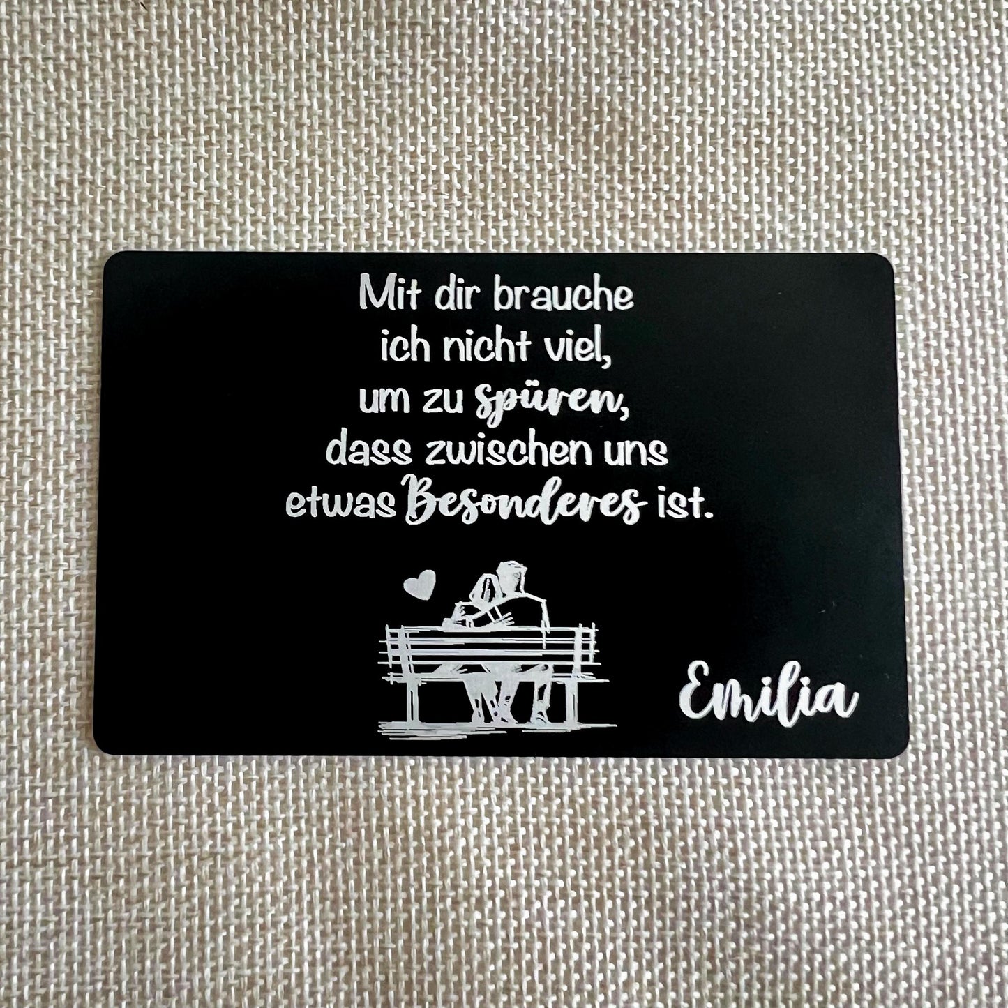 Liebesvisitenkarte Fotokarte - Alu schwarz - Lasegraviert