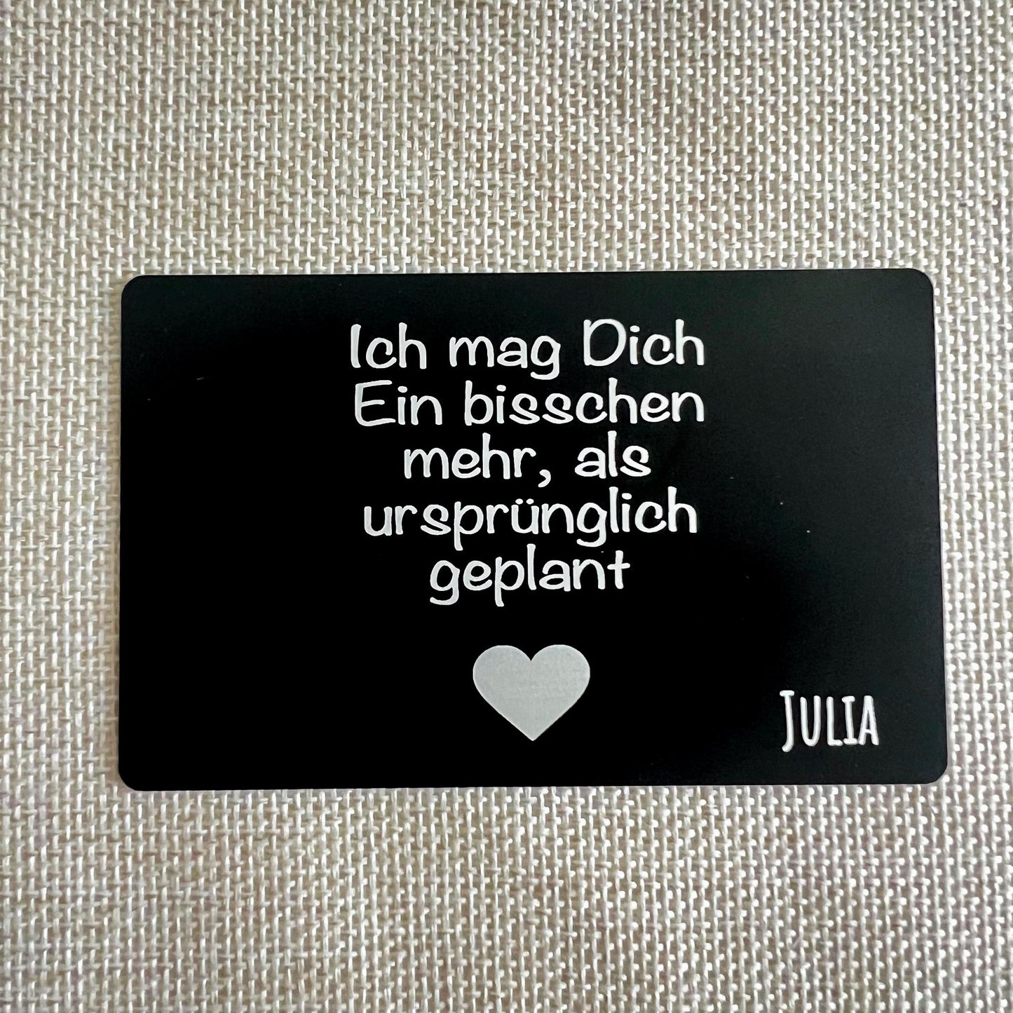 Liebesvisitenkarte mit Umschlag - Alu schwarz - Lasegraviert