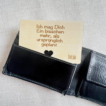 Liebesvisitenkarte mit Umschlag - Holz - Lasegraviert