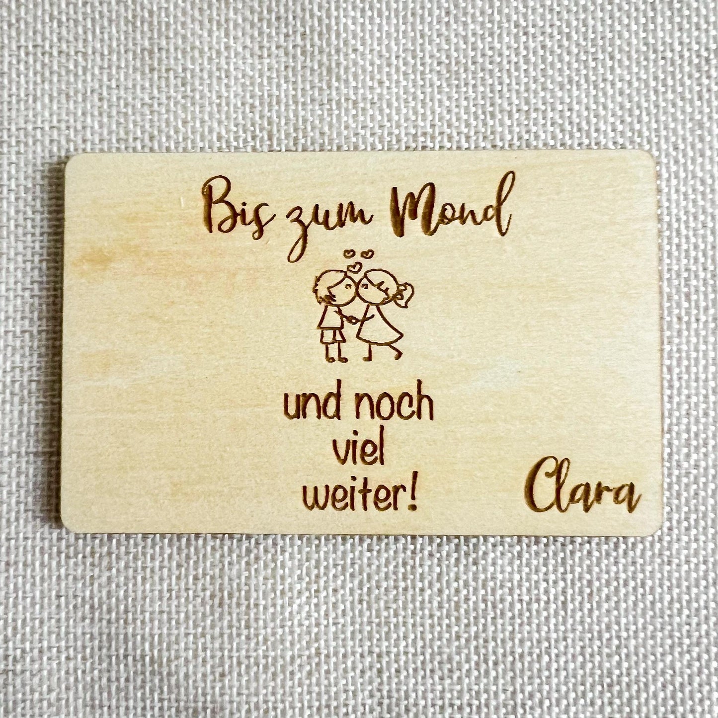 Liebesvisitenkarte mit Umschlag - Holz - Lasegraviert