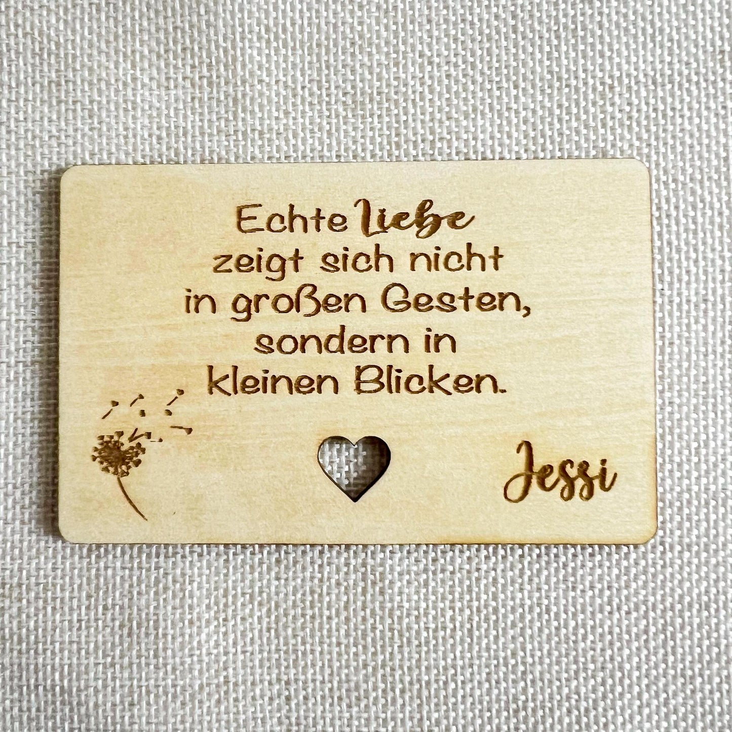 Liebesvisitenkarte mit Umschlag - Holz - Lasegraviert