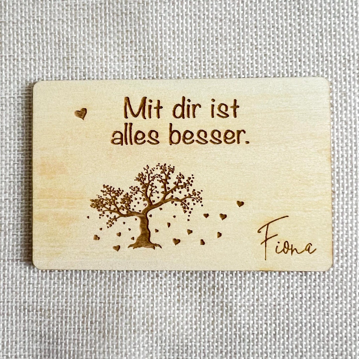 Liebesvisitenkarte mit Umschlag - Holz - Lasegraviert