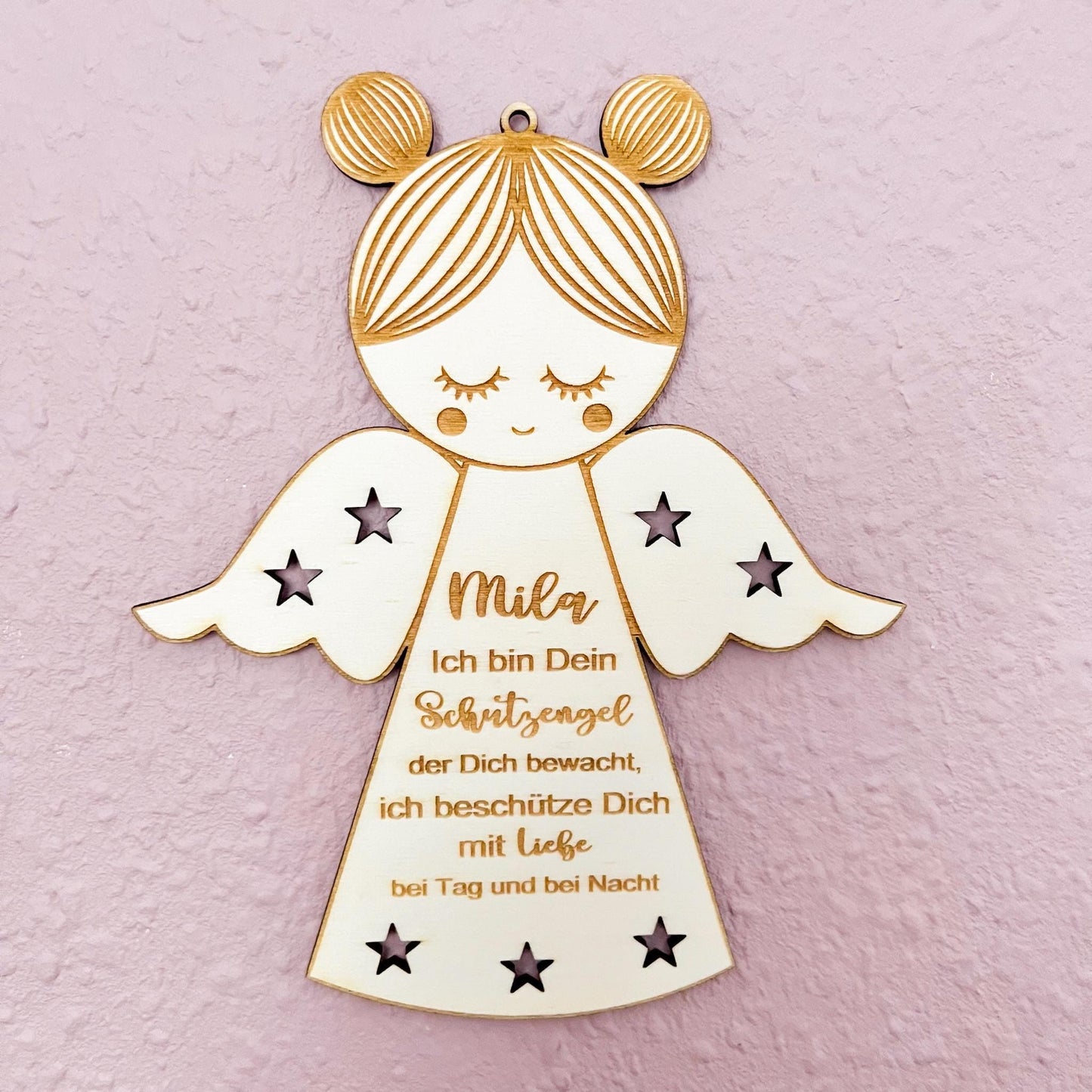 Schutzengel Schild zur Taufe - Lasergravur