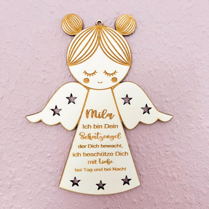 Schutzengel Schild zur Taufe - Lasergravur