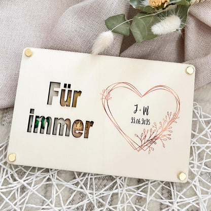 Geschenkkarte Hochzeit - Herz - Lasergraviert