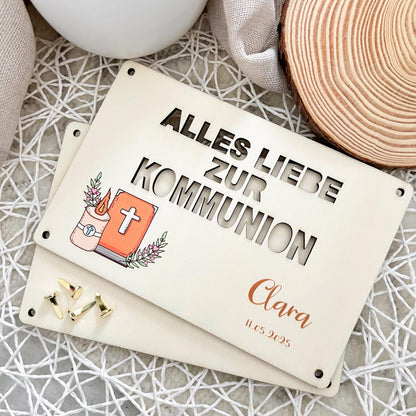 Geschenkkarte zur Kommunion - Bibel - UV-Druck