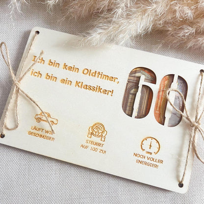 Geburtstagskarte - Kein Oldtimer - Lasergraviert
