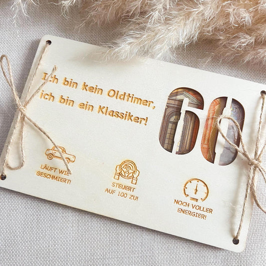 Geburtstagskarte - Kein Oldtimer - Lasergraviert