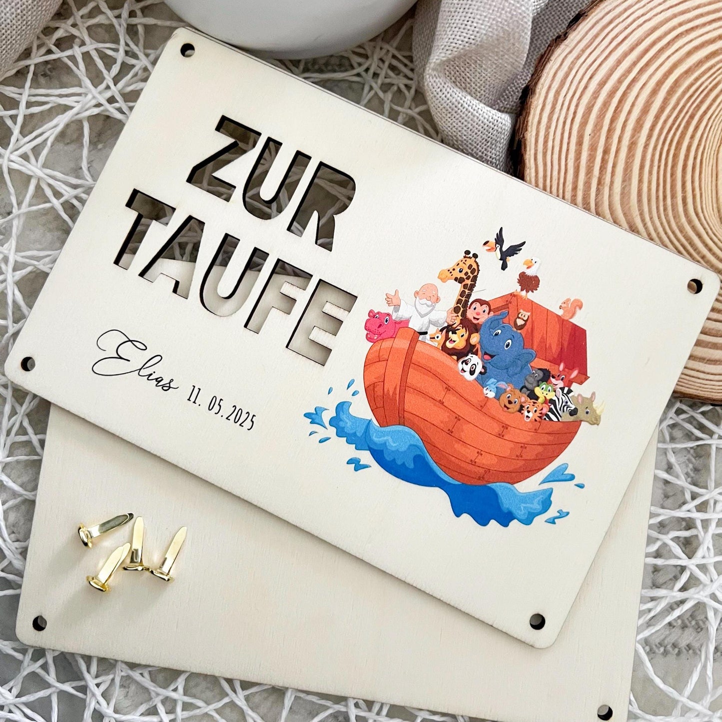 Geschenkkarte zur Taufe - Arche - UV-Druck