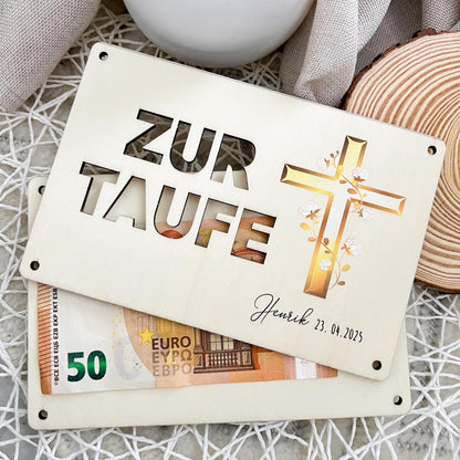 Geschenkkarte zur Taufe - Kreuz - UV-Druck