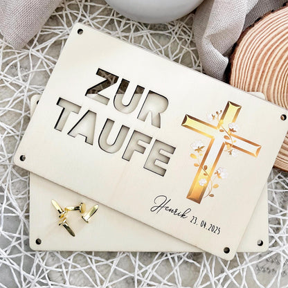 Geschenkkarte zur Taufe - Kreuz - UV-Druck