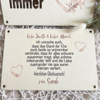 Geschenkkarte Hochzeit - Herz - Lasergraviert
