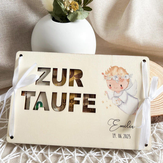 Geschenkkarte zur Taufe - Engel - UV-Druck
