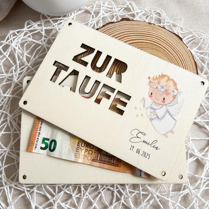 Geschenkkarte zur Taufe - Engel - UV-Druck