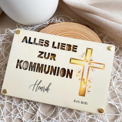 Geschenkkarte zur Kommunion - Kreuz - UV-Druck