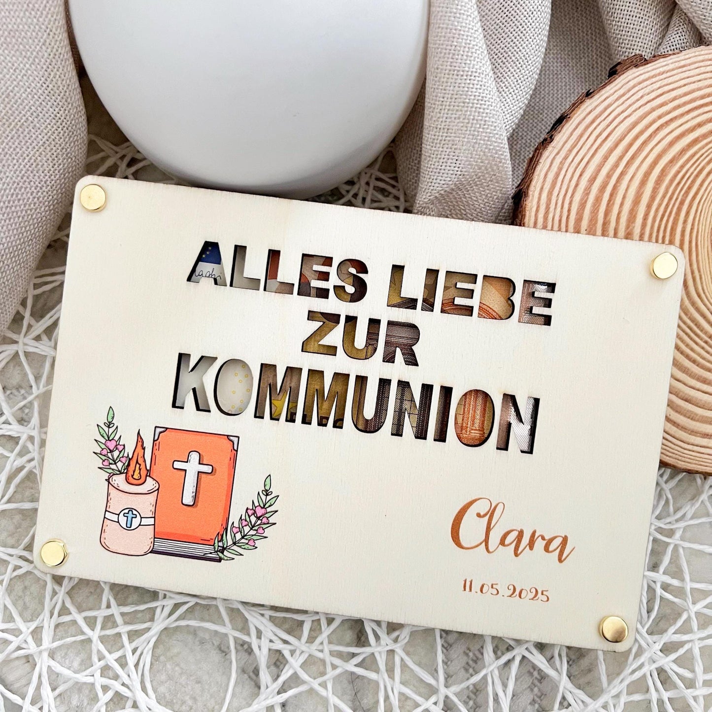 Geschenkkarte zur Kommunion - Bibel - UV-Druck