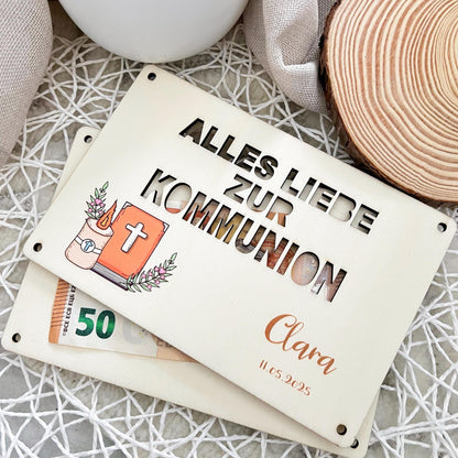 Geschenkkarte zur Kommunion - Bibel - UV-Druck