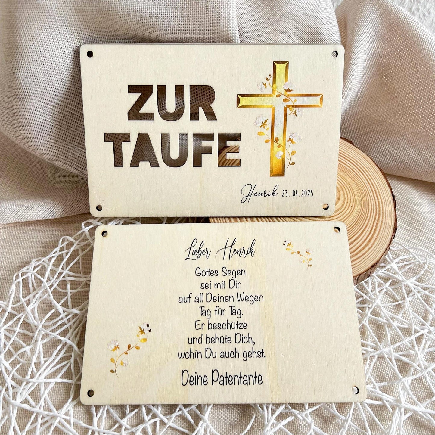Geschenkkarte zur Taufe - Kreuz - UV-Druck