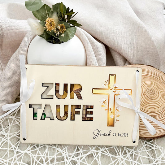 Geschenkkarte zur Taufe - Kreuz - UV-Druck