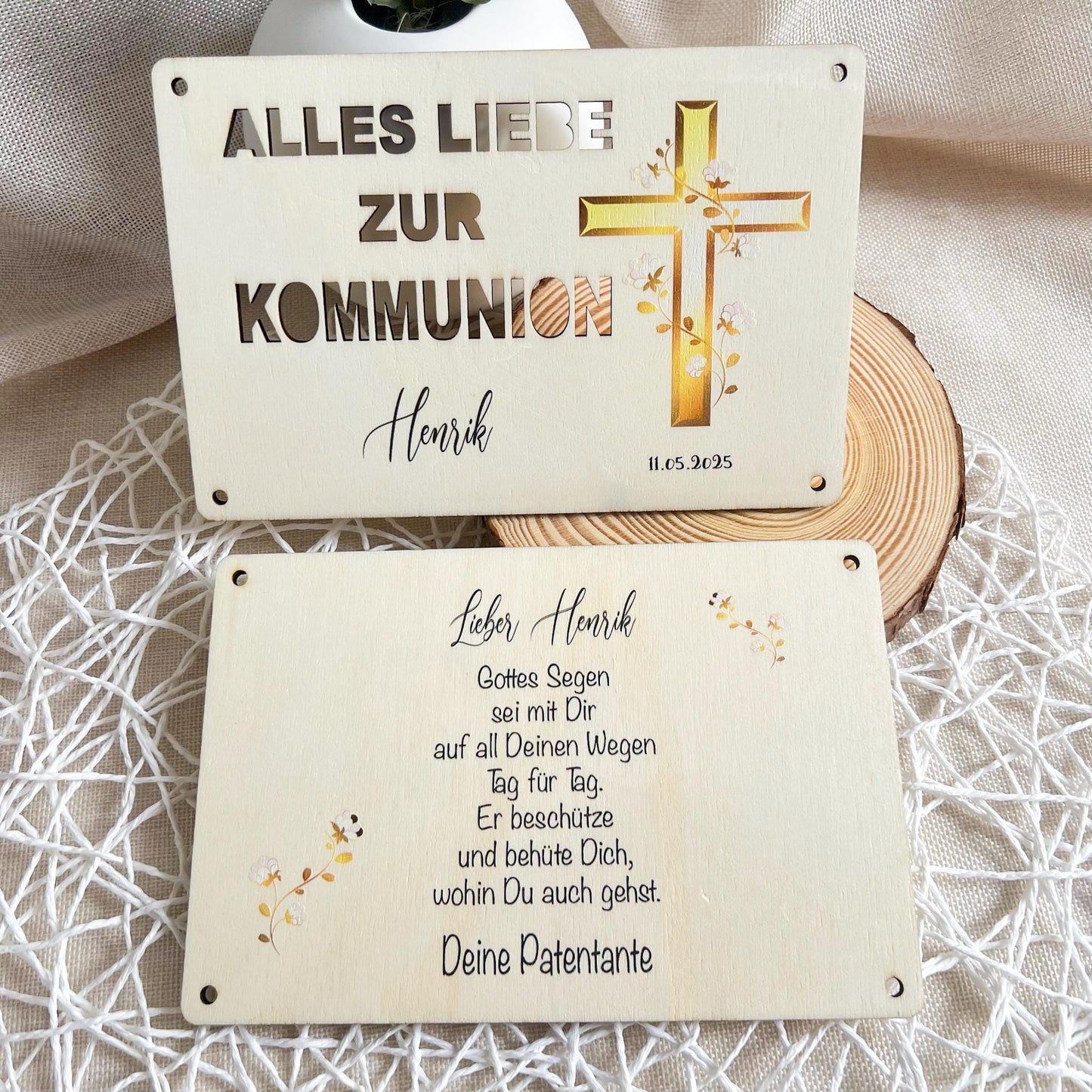 Geschenkkarte zur Kommunion - Kreuz - UV-Druck