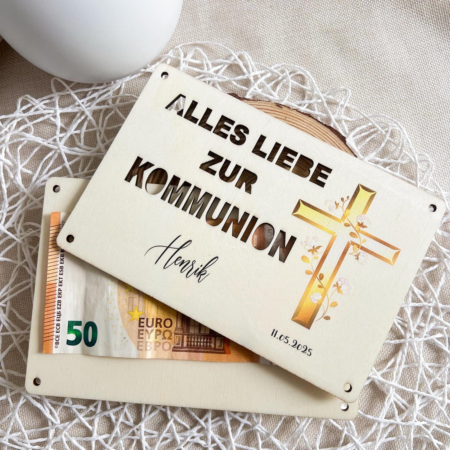 Geschenkkarte zur Kommunion - Kreuz - UV-Druck
