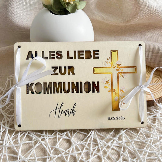 Geschenkkarte zur Kommunion - Kreuz - UV-Druck