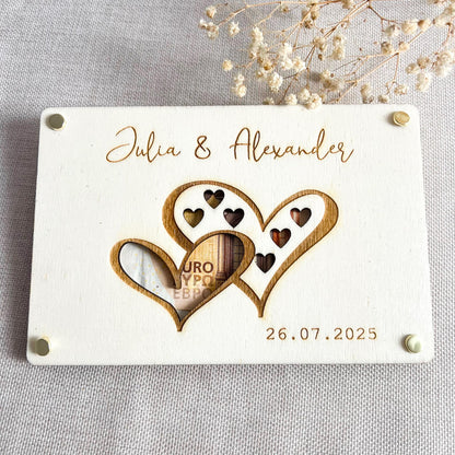 Geschenkkarte Hochzeit - Herzen - Lasergraviert