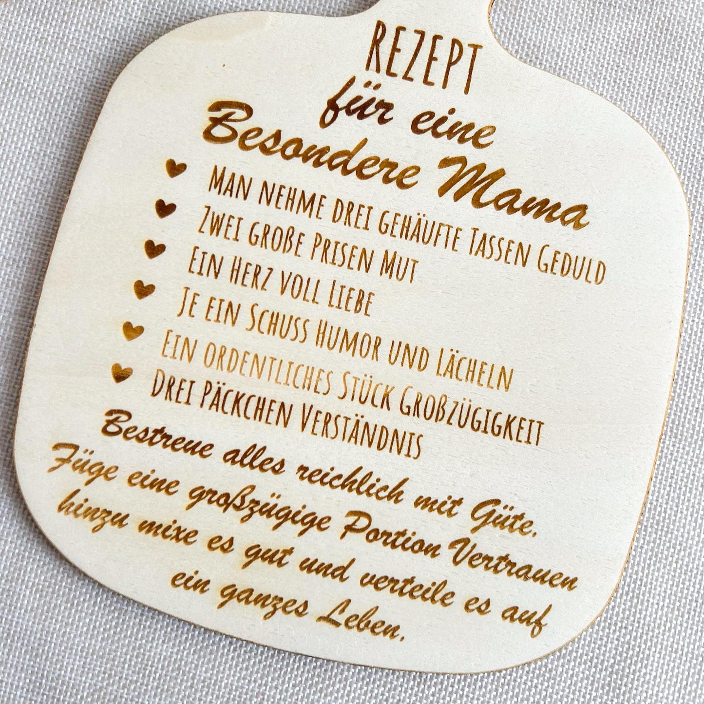 Rezept besondere Mama - Brettchen - Lasergraviert