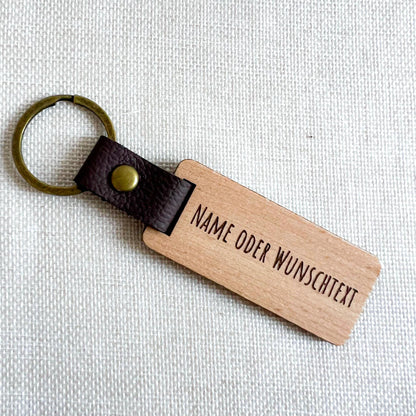 Schlüsselanhänger zum Vatertag für Papa aus Holz - Personalisiert mit Name oder Wunschtext - Bester Papa - Schlüsselanhänger für Opa - Laser