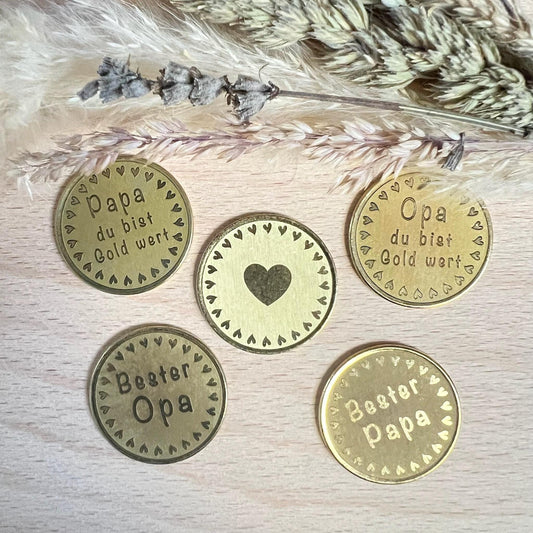 Vatertag Geschenk personalisiert - personalisierte Münze zum Vatertag - Glücksbringer für Papa oder Opa zum Geburtstag - Vatertag 2025