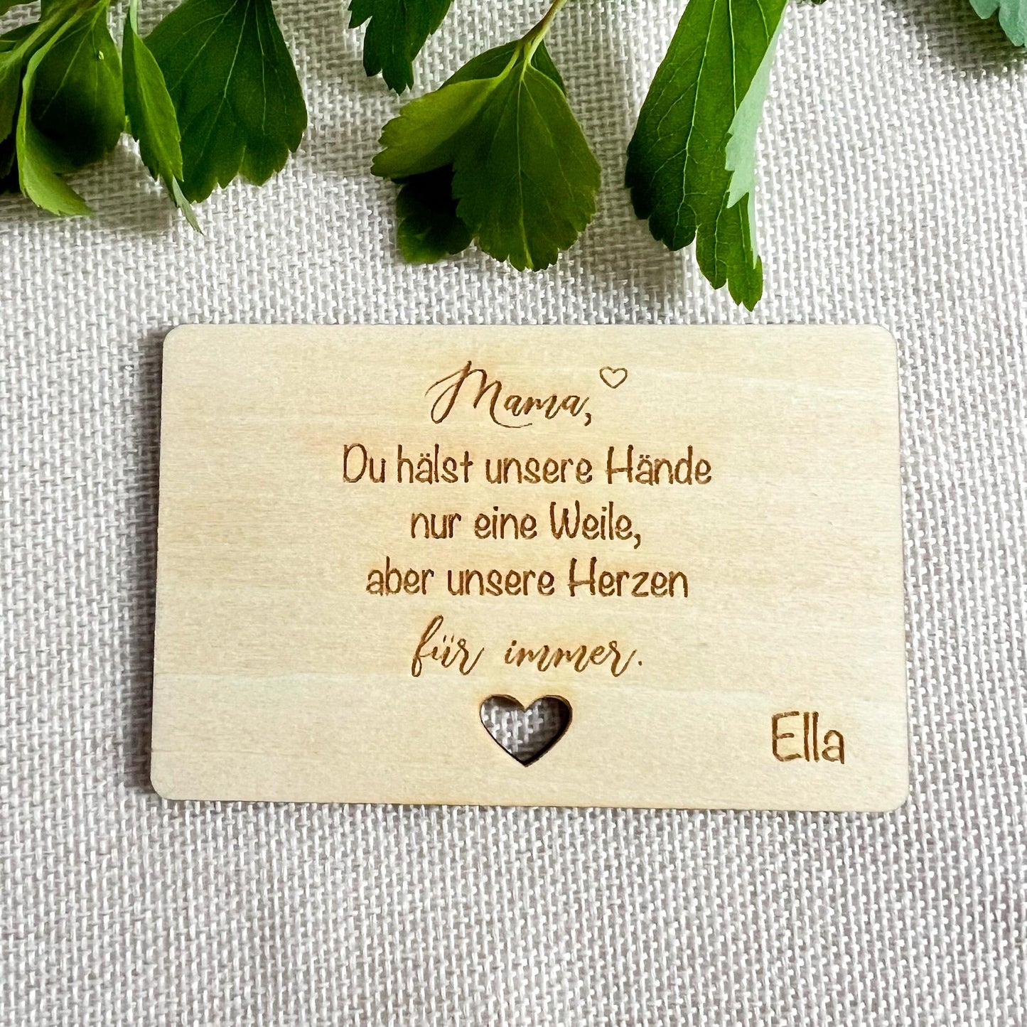 Muttertag Geschenk Visitenkarten für Brieftasche  personalisiertes Muttertagsgeschenk  Lasergravierte Karte aus Linde mit Name