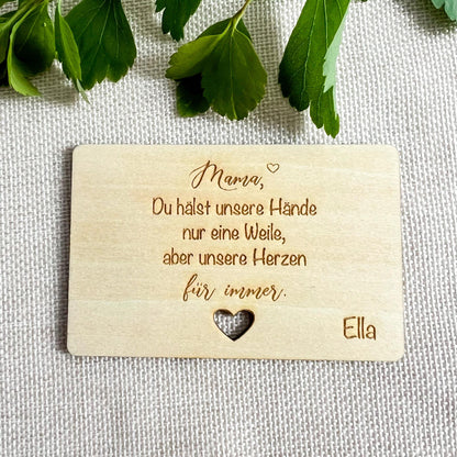 Muttertag Geschenk Visitenkarten für Brieftasche  personalisiertes Muttertagsgeschenk  Lasergravierte Karte aus Linde mit Name