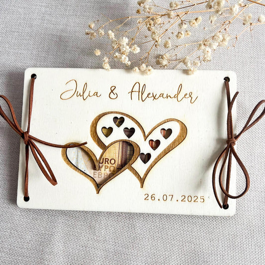 Geschenkkarte Hochzeit - Herzen - Lasergraviert