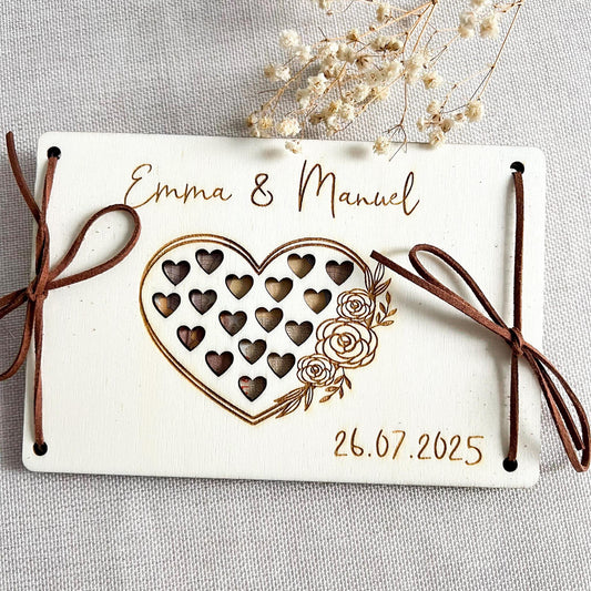 Geschenkkarte Hochzeit - Herz - Lasergraviert