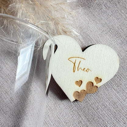 Hochzeit Platzkarten - Personalisiertes Namenschild für Glas - Thischkarten für Hochzeit, Taufe, Kommunion - Motiv Herz