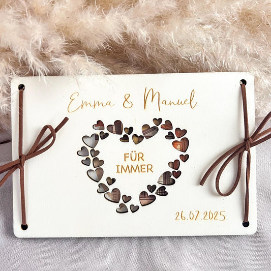 Geschenkkarte Hochzeit - Herz - Lasergraviert