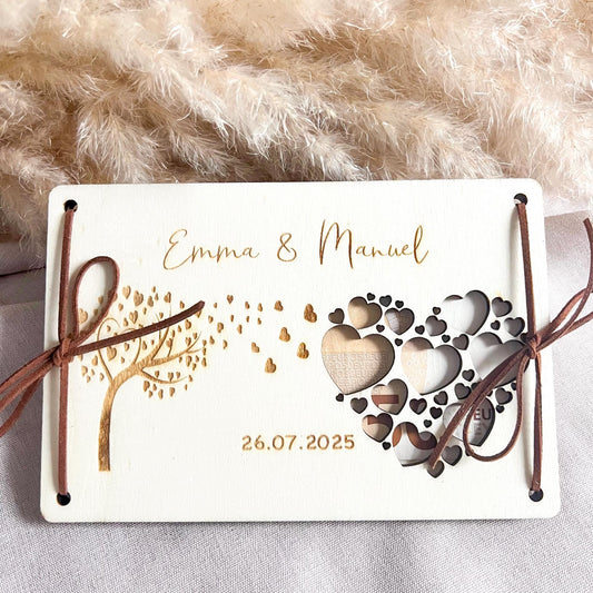 Geschenkkarte Hochzeit - Baum - Lasergraviert