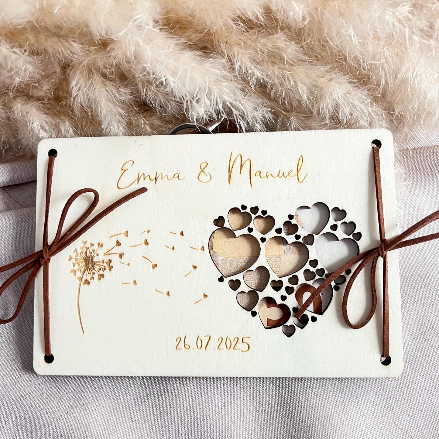Geschenkkarte Hochzeit - Pusteblume - Lasergraviert