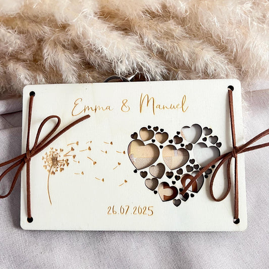 Geschenkkarte Hochzeit - Pusteblume - Lasergraviert